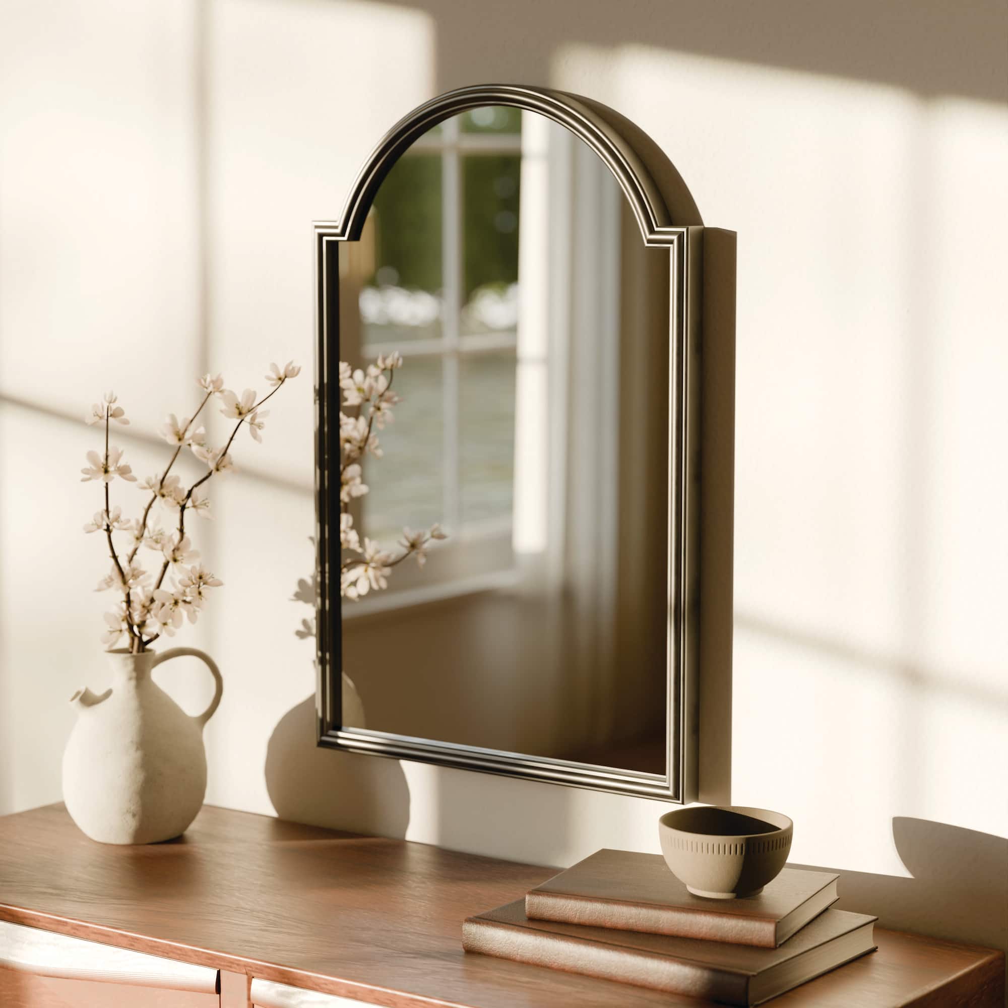 16" x 24" Scalloped Arch Wall Mirror in Black Metal Frame by Ashland®